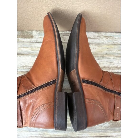 ALDO Men’s Brown Leather Ankle Boots Sz 12 Harness Buckle Zip Pre-owned Portugal - Picture 9 of 16